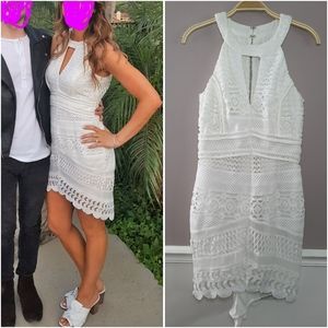 White lacy bridal, rehearsal dinner, shower dress